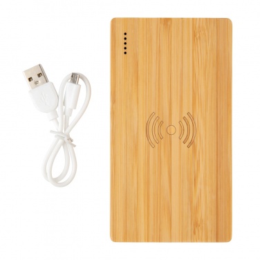 Logo trade liikelahja kuva: Bamboo 4000 mAh:n langaton 5W varavirtalähde