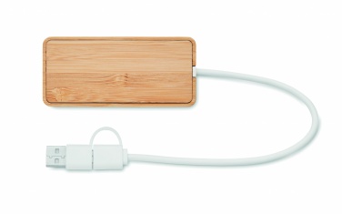 Logotrade mainostuote tuotekuva: 3 portin USB-keskitin bambua