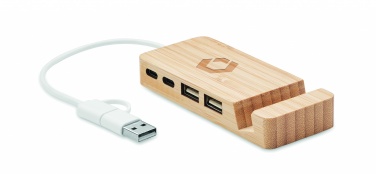 Logo trade mainoslahjat ja liikelahjat kuva: 4 portin USB-keskitin bambua