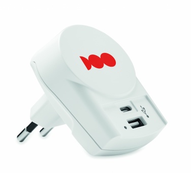 Logo trade liikelahja mainoslahja tuotekuva: Matka-adapteri USB-laturi