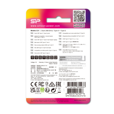 Logo trade mainostuote kuva: Pendrive USB/type - C Silicon Power Mobile C31 3.0 OTG