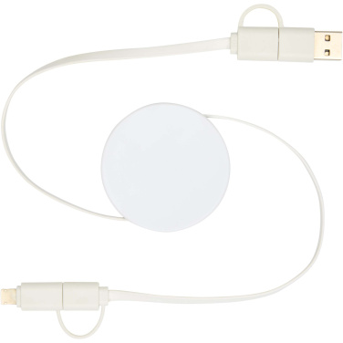 Logo trade mainoslahjat ja liikelahjat kuva: Citala kierrätysmuovinen 40 W:n ja 90 cm:n sisäänvedettävä datasynkronoiva 5-in-1-pikalatauskaapeli