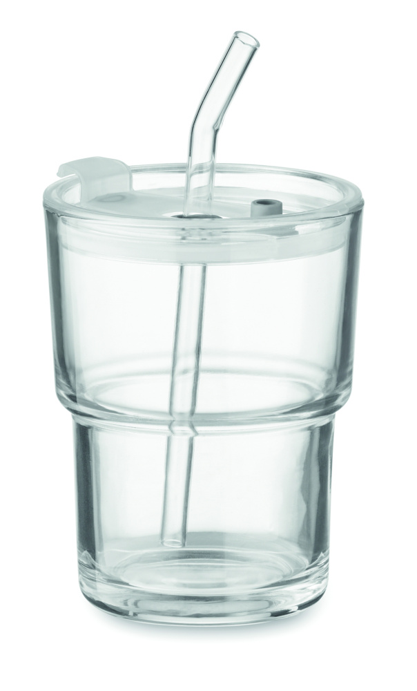 Logo trade liikelahjat mainoslahjat kuva: Lasipullo pillillä 400ml