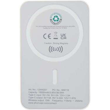 Logotrade liikelahjat mainoslahjat tuotekuva: Acrab 10 000 mAh:n ja 15 W:n magneettinen langaton varavirtalähde, jossa 20 W:n PD – valmistettu kierrätetystä muovista