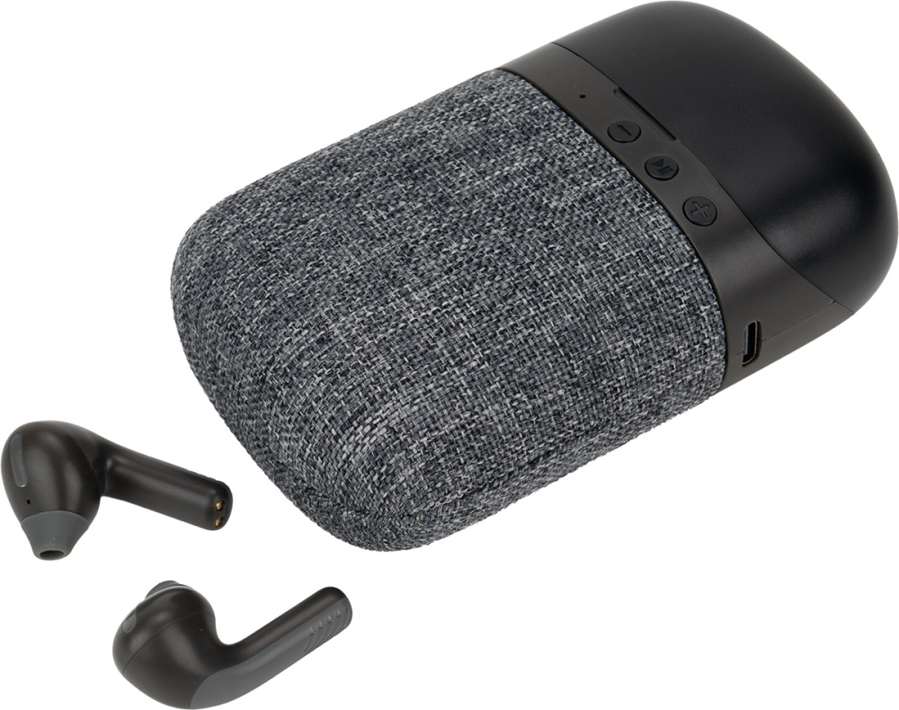 Logotrade liikelahjat kuva: Bluetooth-kaiutin HF01 sisäänrakennetuilla nappikuulokkeilla 2-in-1