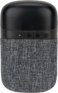 Logotrade mainoslahja tuotekuva: Bluetooth-kaiutin HF01 sisäänrakennetuilla nappikuulokkeilla 2-in-1