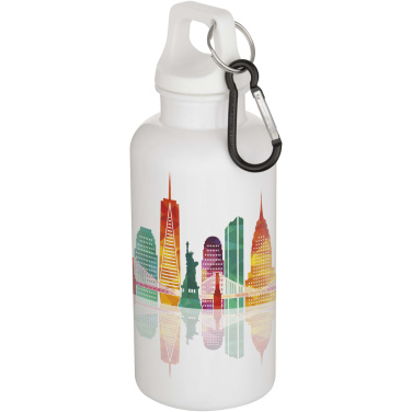 Logo trade mainoslahjat ja liikelahjat kuva: Oregon 400 ml:n RCS-sertifioidusta kierrätetystä muovista valmistettu vesipullo karabiinihaalla