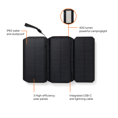 Logotrade mainoslahjat kuva: Nordic Drift Titan 10 000 mAh aurinkovirtapankki, 3 paneelia
