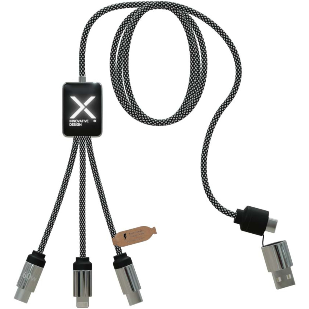 Logotrade reklaminiai produktai nuotrauka: SCX.design C33 60W C tipo įkrovimo laidas su dvigubu šviečiančiu logotipu