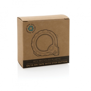 Logotrade biznesa dāvanas foto: RCS pārstrādāta plastmasas 5M/19 mm lente ar apturēšanas pogu