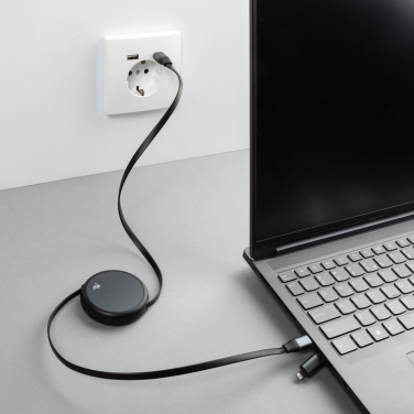 Logotrade Ideja dāvanas foto: Terra RCS pārstrādāta alumīnija ievelkams 240 W 2-in-1 kabelis