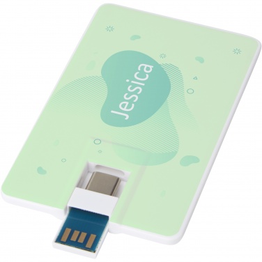Логотрейд pекламные подарки картинка: Duo Slim USB-накопитель емкостью 32ГБ и разъемами Type-C и USB-A 3.0
