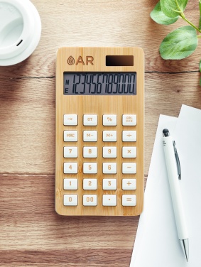 Логотрейд бизнес-подарки картинка: Калькулятор 12-разрядн бамбук