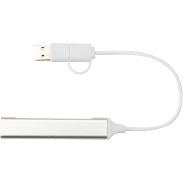 Логотрейд pекламные подарки картинка: Alkaid 4-портовый концентратор USB-A и Type-C из переработанного алюминия с двумя входами