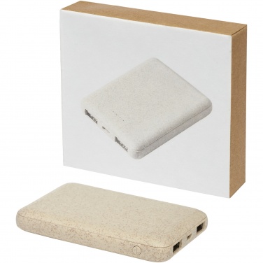 Logotrade profilreklam bild: Asama 5000 mAh trådlös powerbank i halm