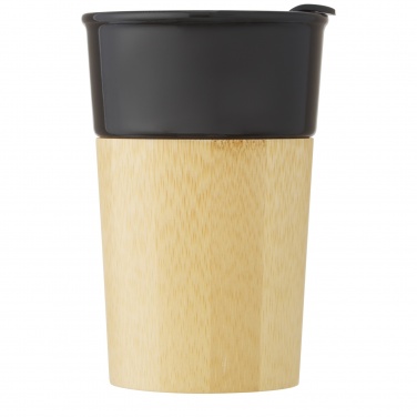 Logotrade kampanjprodukter bild: Pereira 320 ml porslinsmugg med bambuyttervägg
