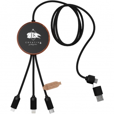Logotrade profilprodukter bild: SCX.design C40 5-i-1 rPET-laddningskabel med upplyst logotyp och 10 W laddningsplatta