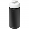 Baseline 500 ml sportflaska med fliplock av återvunnet material, Solid svart/vit