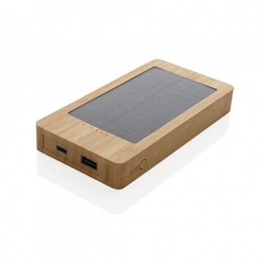 Logotrade kampanjprodukter bild: Sunwick 10.000mAh solcellspowerbank i bambu