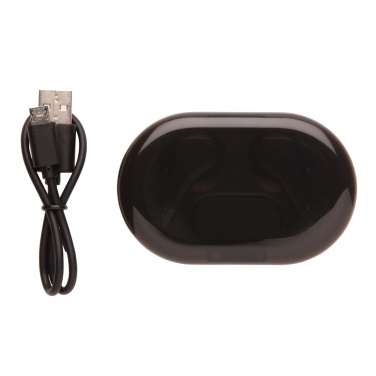 Logotrade kampanjprodukter bild: Light up logga TWS öronsnäckor i laddningsfodral