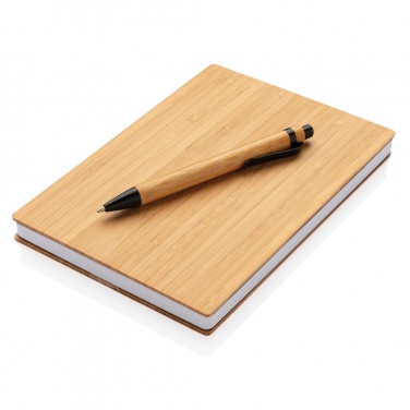 Logotrade kampanjprodukter bild: A5 bambu anteckningsbok & penna