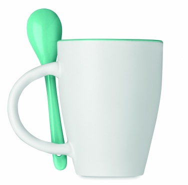 Logotrade reklamprodukter bild: Keramik kaffemugg med sked