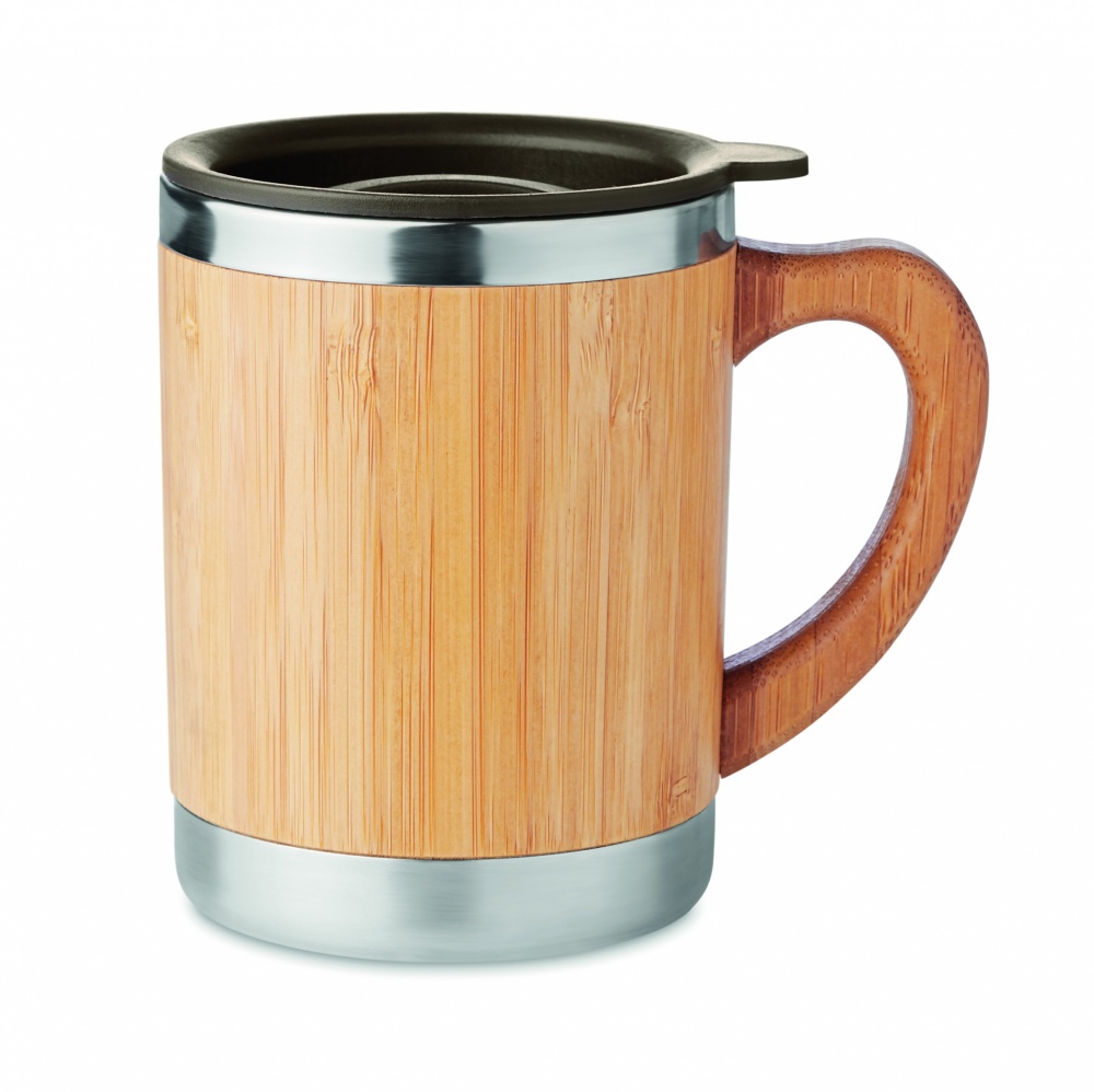 Logotrade profilreklam bild: Mugg rostfritt och Bambu 300ml