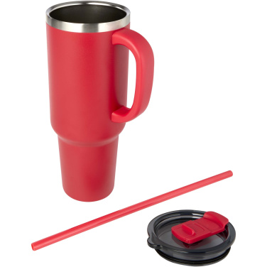 Logotrade profilreklam bild: Sydney dubbelväggig vakuumisolerad kopparmugg med sugrör, 1 200 ml