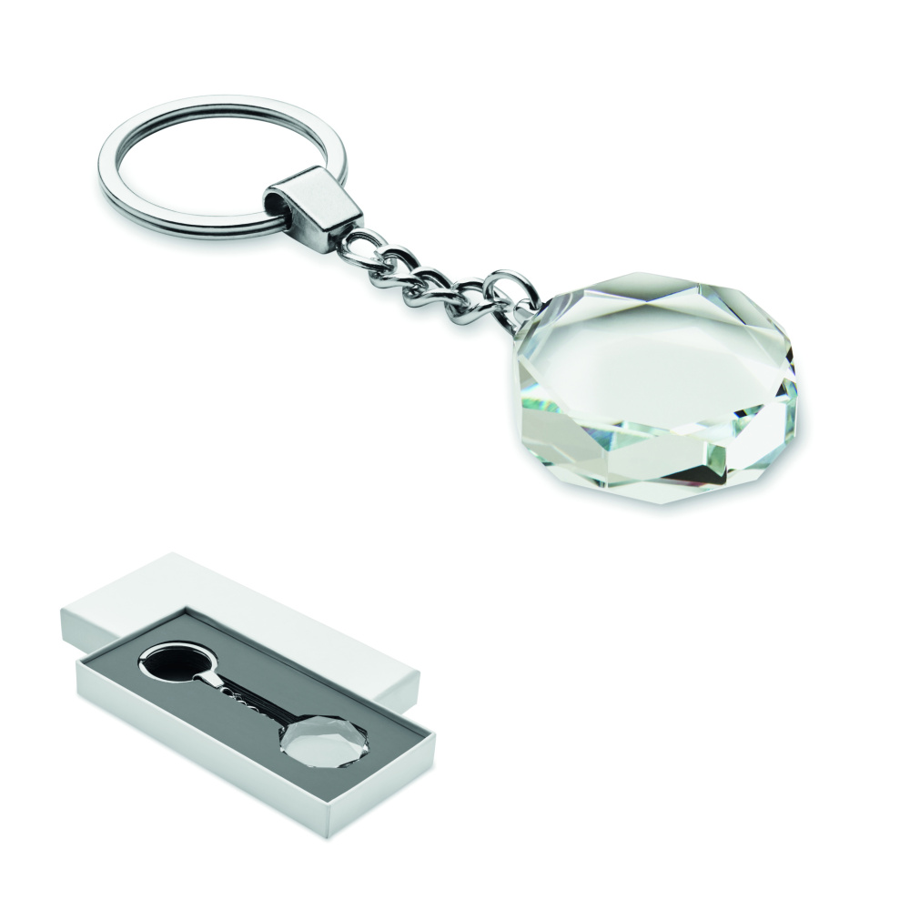 Logotrade kampanjprodukter bild: Rund nyckelring i glas