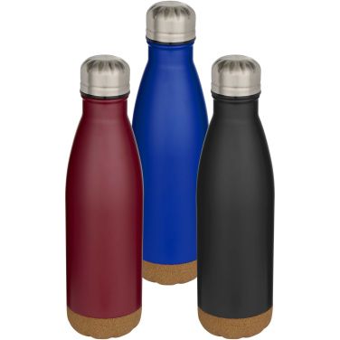Logotrade presentreklam bild: Cove 500 ml vattenflaska med vakuumisolerad dubbelvägg av rostfritt stål med detaljer i kork