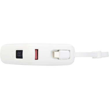 Logotrade reklamprodukter bild: Acrux 10 000 mAh 35 W powerbank för surfplattor med inbyggd Type-C-kabel – tillverkad av återvunnen plast