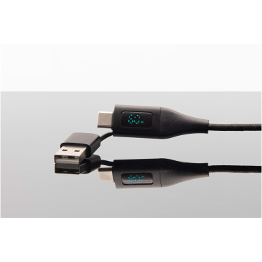 Logotrade reklamprodukter bild: SCX.design C51 supersnabb 5-i-1 rPET-laddningssladd på 60 W med skärm
