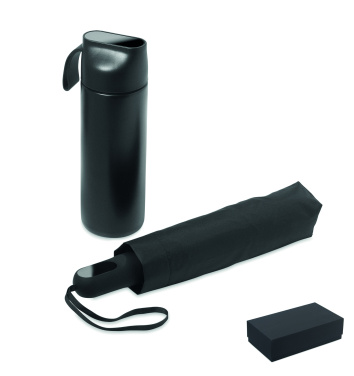 Logotrade kampanjprodukter bild: Paraply + flaska presentset