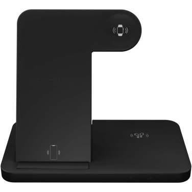 Logotrade presentreklam bild: SCX.design W28 3-i-1 trådlös laddningsbas med telefonställ